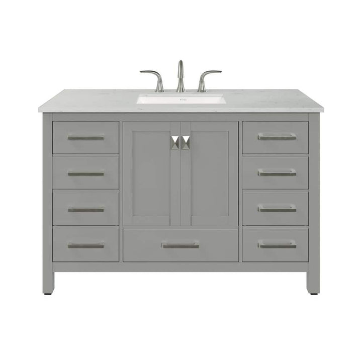Eviva Aberdeen 48 in. W x 22 in. D Gray Single Sink Bathroom Vanity with White Carrara Quartz Top and Undermount Sink