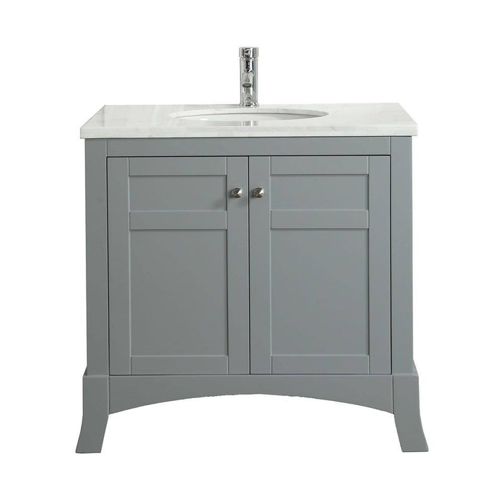 Eviva New York 30 in. W x 22 in. D x 34 in. H Bathroom Vanity in Gray with White Carrara Marble Top with White Sink