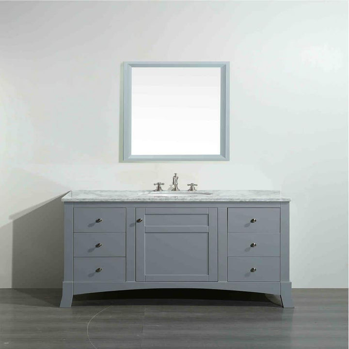 Eviva New York 42 in. W x 21.6 in. D x 32.6 in. H Bathroom Vanity in Gray with White Carrara Marble Top with White Sink