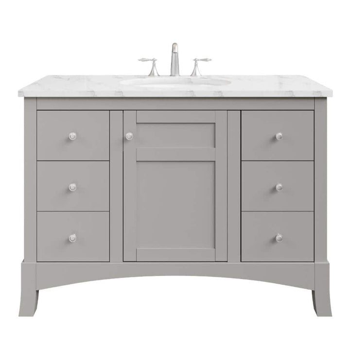 Eviva New Jersey 48 in. W x 22 in. D x 34 in. H Freestanding Single Sink Bath Vanity in Gray with White Carrara Marble Top