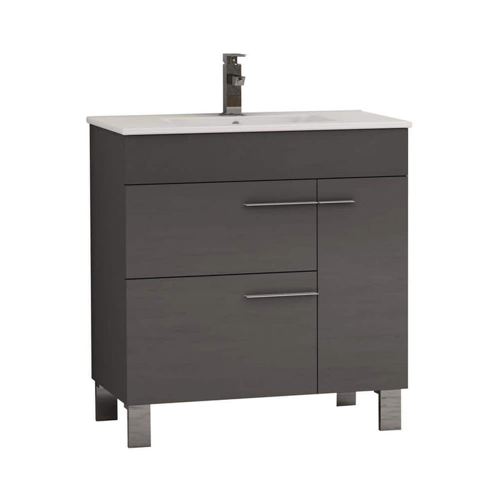 Eviva Cup 31.50 in. W x 18 in. D x 34 in. H Bath Vanity in Gray with White Ceramic Top with White Sink