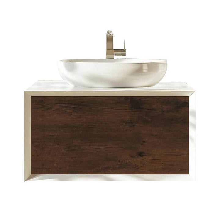 Santa Monica 30 in. W x 22 in. D x 16 in. H Single Bath Vanity in Rosewood with White Vessel Sink