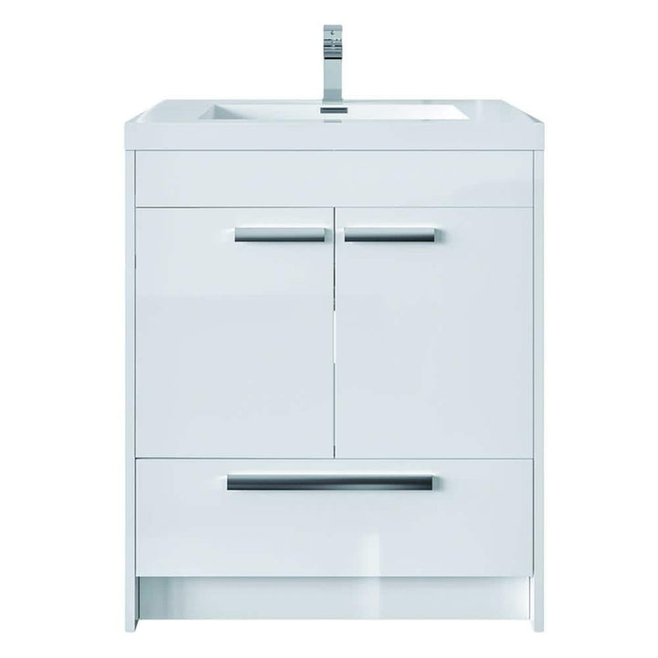 Eviva Lugano 24 in. W x 19 in. D x 36 in. H Single Bath Vanity in White Oak with White Acrylic Top with White Integrated Sink