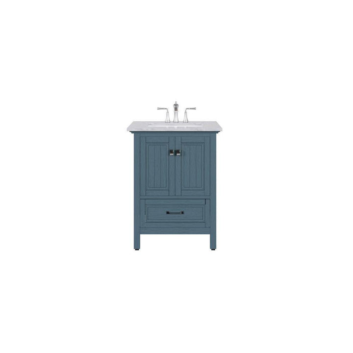 Eviva Britney 24 in. W x 22 in. D x 34 in. H Freestanding Bath Vanity in Ash Blue with White Carrara Marble Top