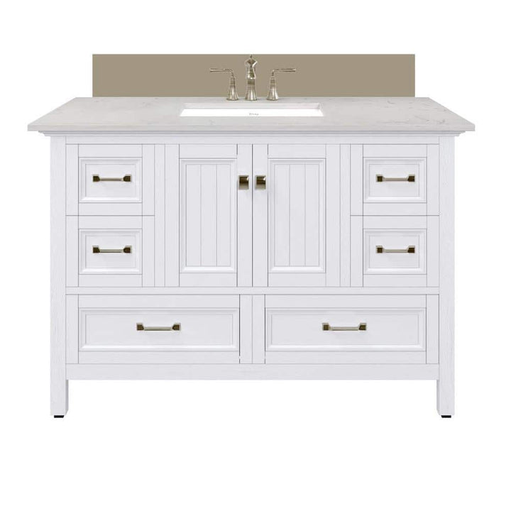 Eviva Britney 48 in. W x 22 in. D White Single Sink Bathroom Vanity with Carrara Quartz Top and Undermount Sinks