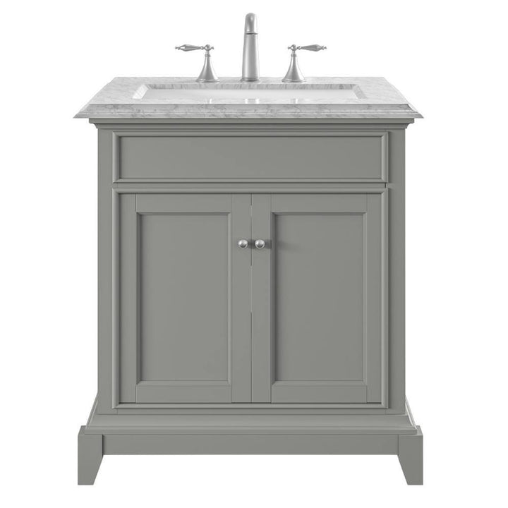 Eviva Elite Princeton 30 in. W x 23.5 in. D x 33.75 in. H Freestanding Bath Vanity in Gray with White Carrara Marble Top