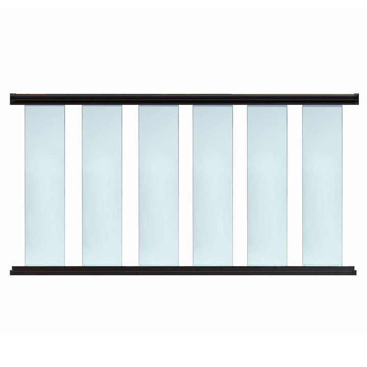 EZ Handrail 6 ft. x 36 in. Aluminum Textured Black 8 in. Glass Baluster Rail Kit