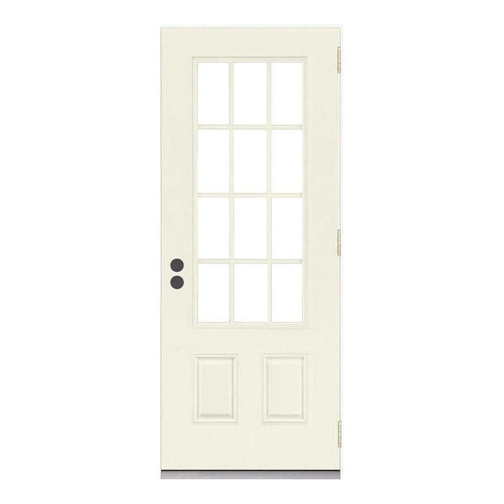 32 in. x 80 in. 12 Lite Primed Steel Prehung Left-Hand Outswing Back Door - Super Arbor