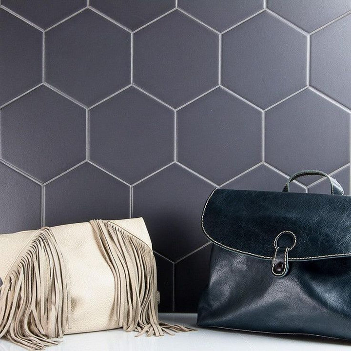 Magen Hex Dark Gray Matte Ceramic Hexagon Tile