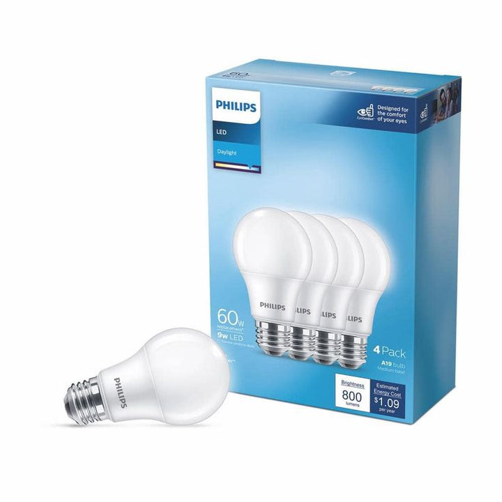 Philips 60-Watt Equivalent A19 Non-Dimmable Energy Saving LED Light Bulb Daylight (5000K) (16-Pack)