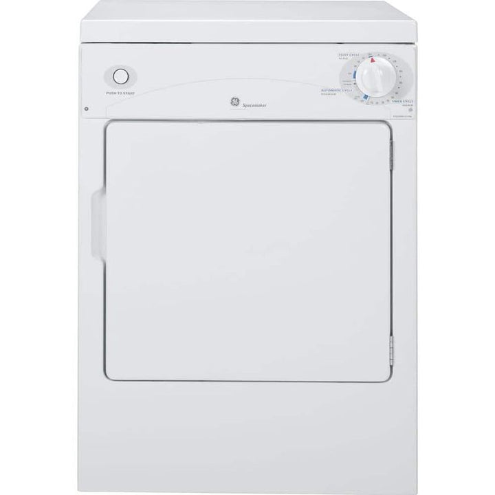 GE 3.6-cu ft Stackable Portable Electric Dryer (White on White)