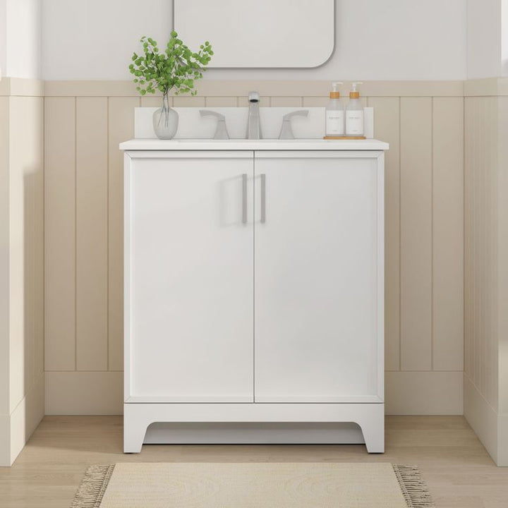 Style Selections Madix 30-in White Undermount Single Sink Bathroom Vanity with White Engineered Stone Top