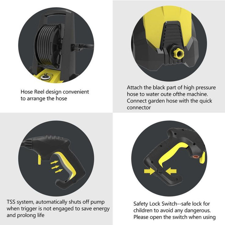 Realm 2450 PSI 1.75 GPM 14.5 Amp Cold Water Electric Pressure Washer in Yellow Black (Deluxe Edition)