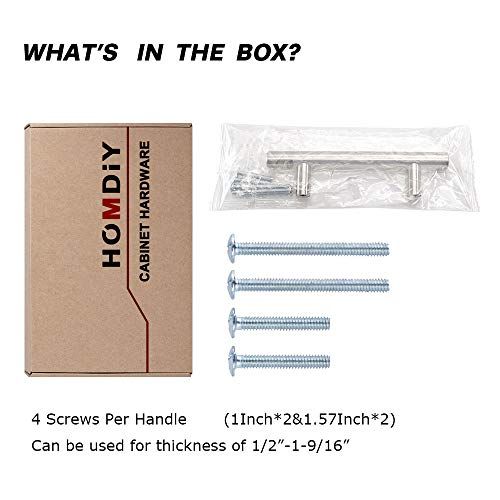 Brushed Nickel Cabinet Hardware Kitchen Cabinet Pulls 15 Pack -Homdiy HD201SN 3-3/4 in Hole Centers T Bar Cupboard Drawer Pulls Stainless Steel - Free same Day Delivery