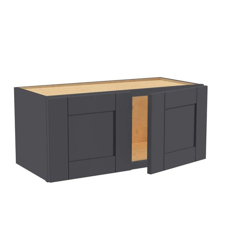 Home Decorators Collection Washington 27 in. W x 12 in. D x 12 in. H Assembled Plywood Wall Kitchen Cabinet in Valiant Onyx with Soft Close Doors
