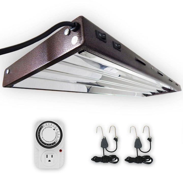 4 ft. 4-Bulb T5 High Output Copper Fluorescent Grow Light Fixture with Timer - Super Arbor