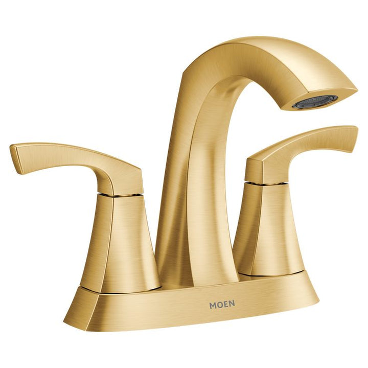 Moen Lindor Spot Resist Brushed Nickel 2-handle 4-in Centerset WaterSense Bathroom Sink Faucet with Drain
