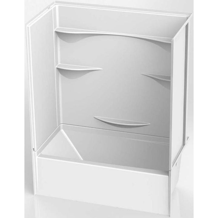 Varia 30 in. x 60 in. x 76 in. AcrylX Acrylic Finished 4-Piece Bath and Shower Kit with Right Drain in White
