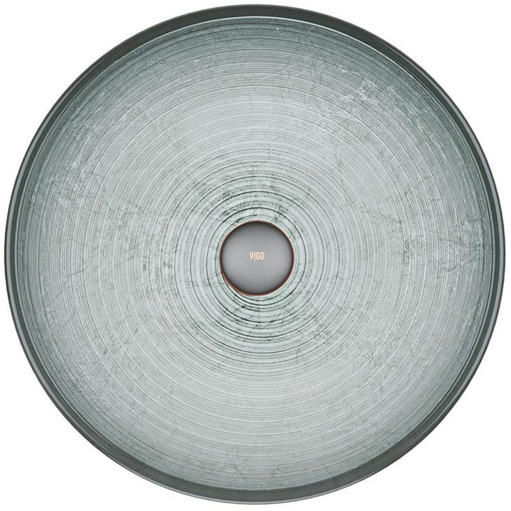 VIGO Handmade Glass Round Vessel Bathroom Sink in Simply Silver