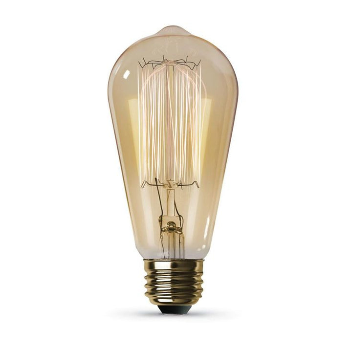 Feit Electric 40-Watt ST19 Dimmable Incandescent Amber Glass Vintage Edison Light Bulb with Cage Filament Soft White (6-Pack)