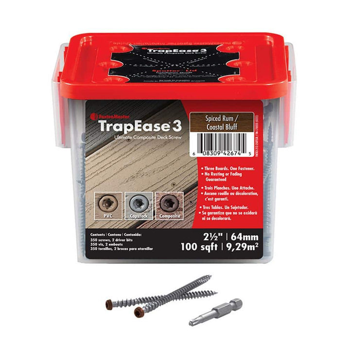 FastenMaster TrapEase 3 - 2-1/2 in. Color Match Deck Fastener - Spiced Rum (350 Pack)