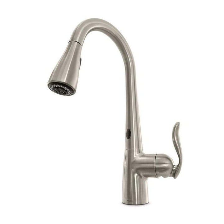 Moen Arbor Spot Resist Stainless 1-Handle Deck-Mount Pull-Down Touchless Kitchen Faucet (Deck Plate Included)