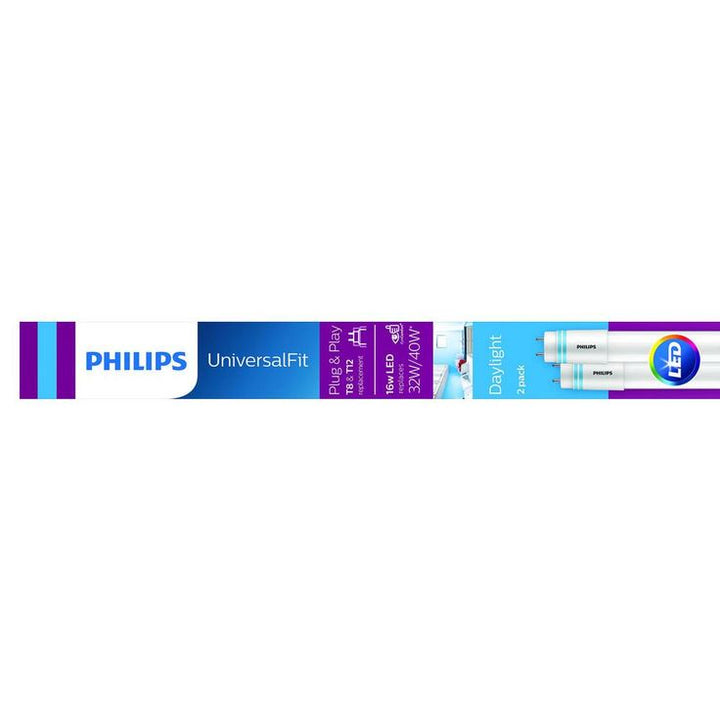 Philips 32-Watt T8/ 40-Watt T12 4 ft. Linear Replacement Universal Fit LED Tube Light Bulb Daylight (5000K) (10-Pack)