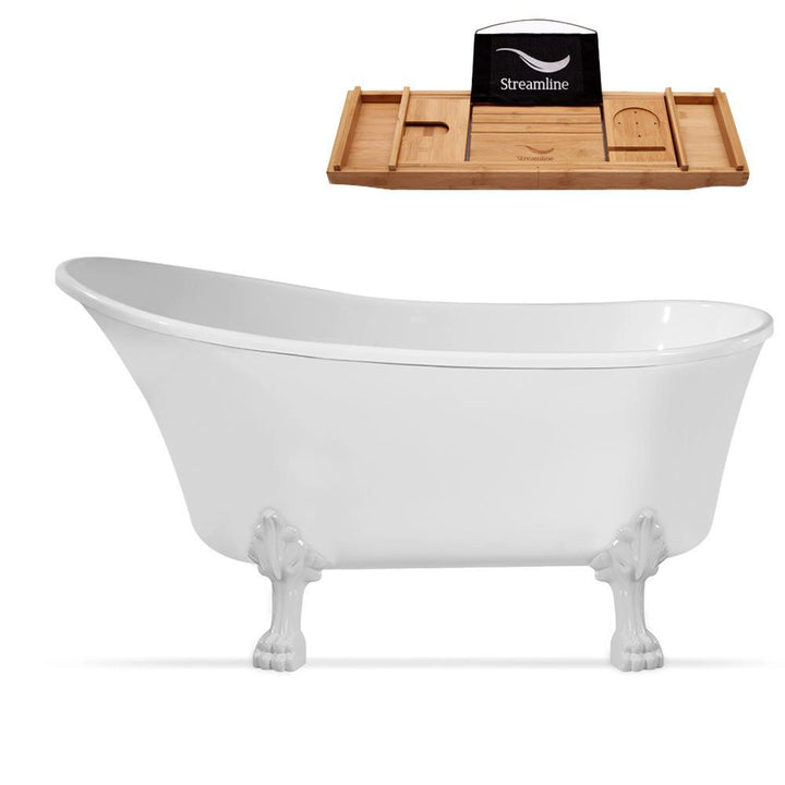 67 in. Acrylic Clawfoot Non-Whirlpool Bathtub in White - Super Arbor