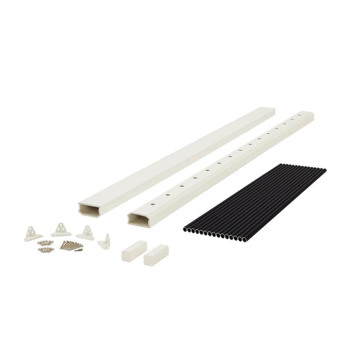 Fiberon BRIO 42 in. x 72 in. (Actual: 42 in. x 70 in.) White PVC Composite Line Railing Kit w/Round Aluminum Black Balusters