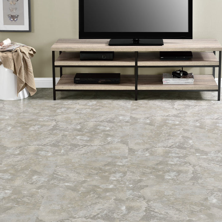 Achim Majestic Self Adhesive Vinyl Floor Tile, Light Gray Slate — 18 x 18 in, 10 Tiles, 22.5 Sq Ft