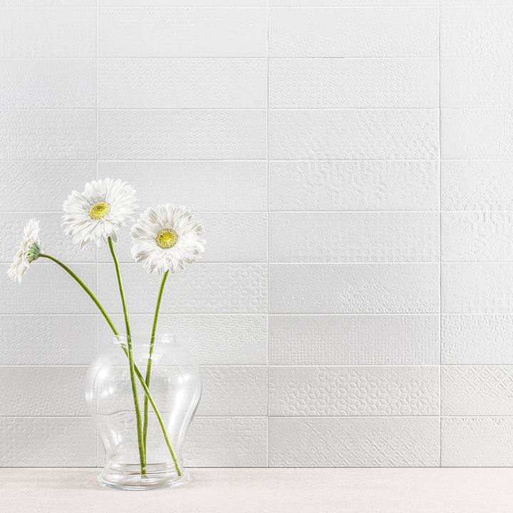 Tessuto White Matte Porcelain Subway Tile 4x12 - Lux Tile