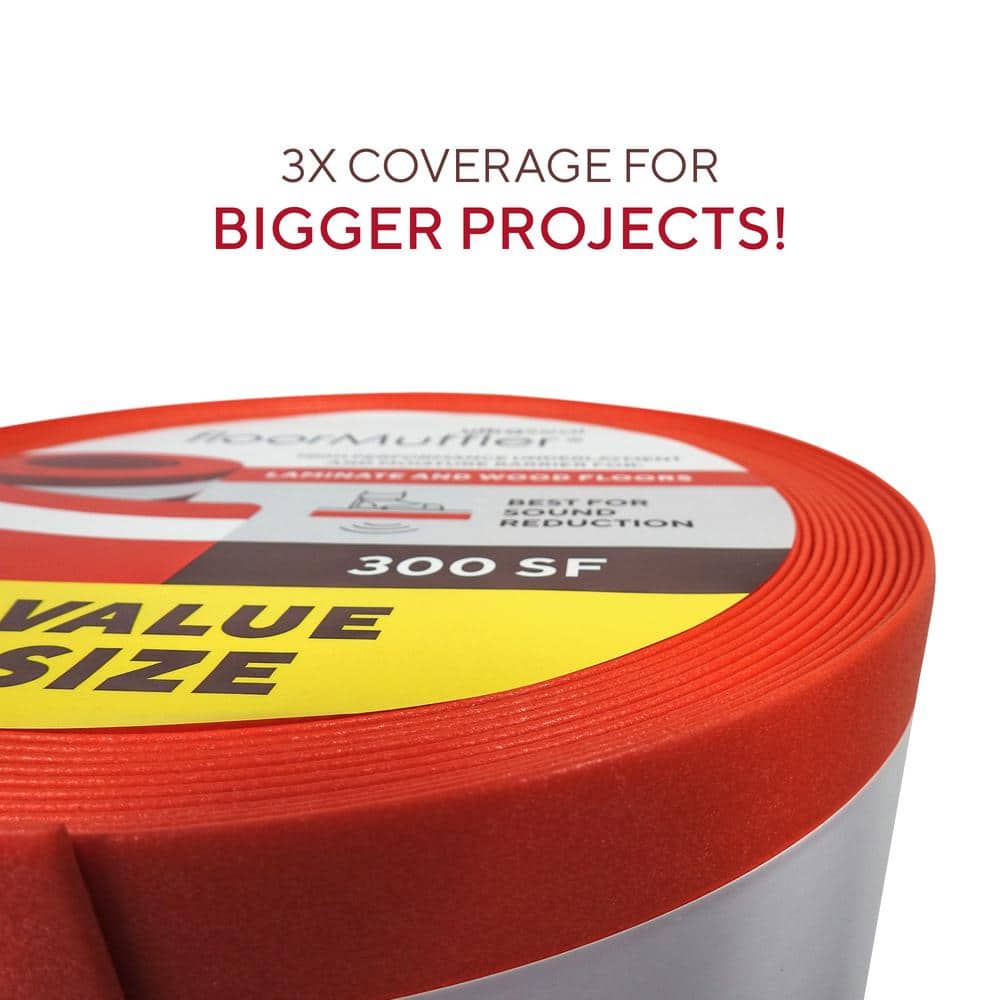 FloorMuffler 300 sq. ft. 4 ft. x 75 ft. x 0.08 in. Premium Underlayment for Laminate, Hardwood and Engineered Floors