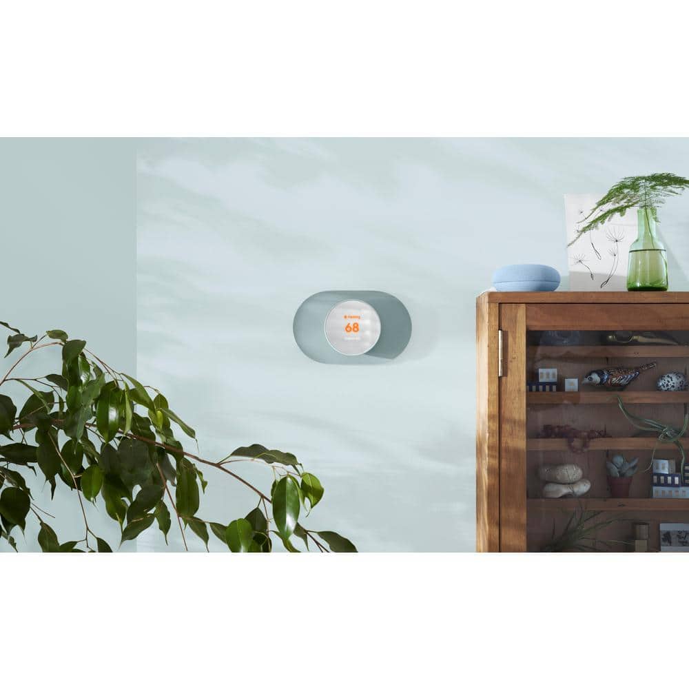 Google Nest Thermostat - Smart Programmable Wi-Fi Thermostat Fog + Nest Thermostat Trim Kit Deep Fog