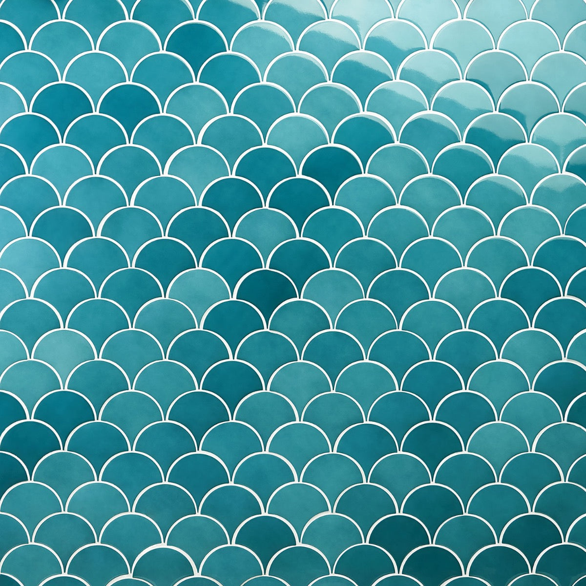 Highwater Teal 5" Fish Scale Polished Ceramic Wall Tile