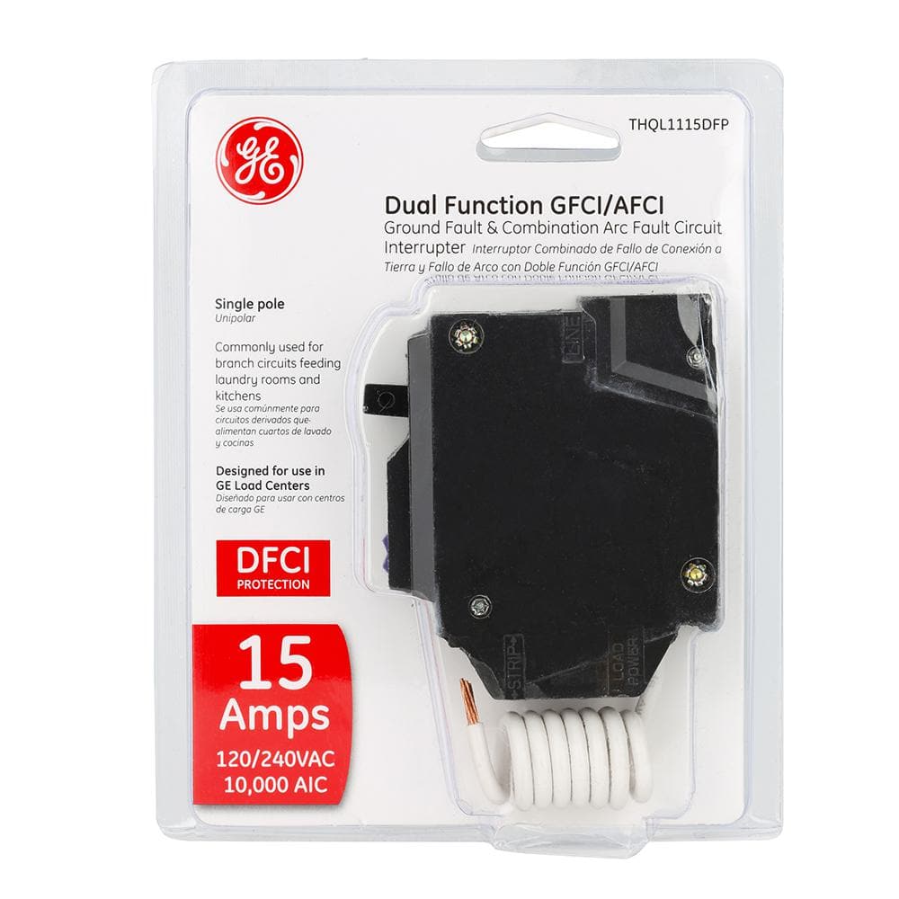 GE Q-Line 15 Amp Single-Pole Dual Function Arc Fault/GFCI Breaker