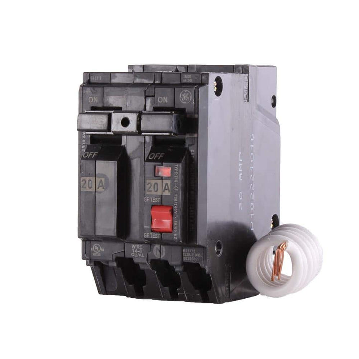 GE 20 Amp Double Pole Ground Fault Breaker with Self-Test