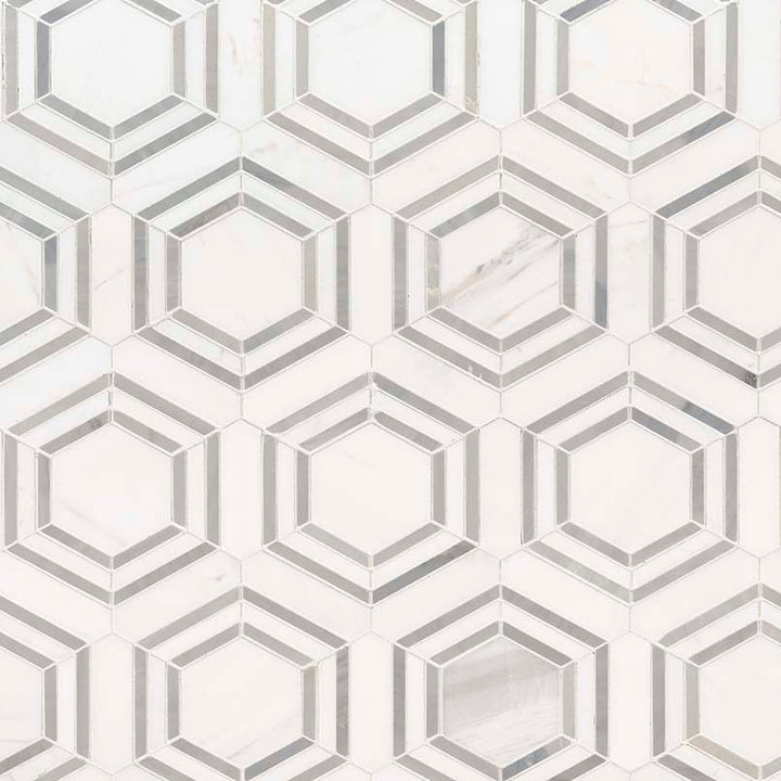 MSI Georama Grigio 13 in. x 11 in. x 10mm Polished Marble Mesh-Mounted Mosaic Tile (9.99 sq. ft. / case)