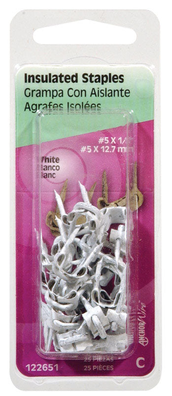 Hillman No. 5 x 1/2 in W x 1/2 in L White Steel Insulated Staples, 5 Ga, 25 lb