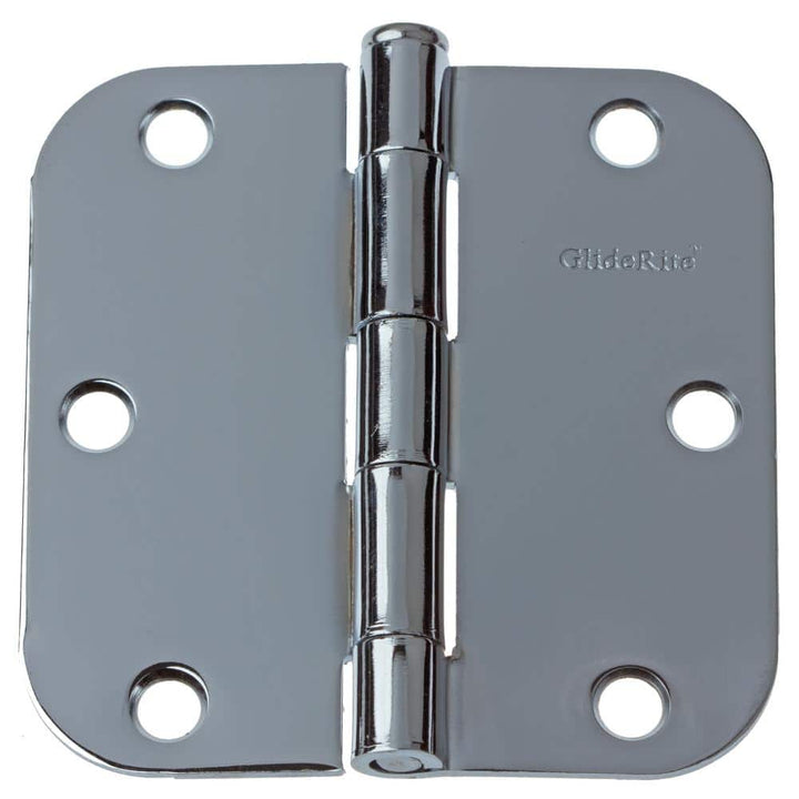 GlideRite 3-1/2 in. Polished Chrome Steel Door Hinges, 5/8 in. Corner Radius with Screws (48-Pack)