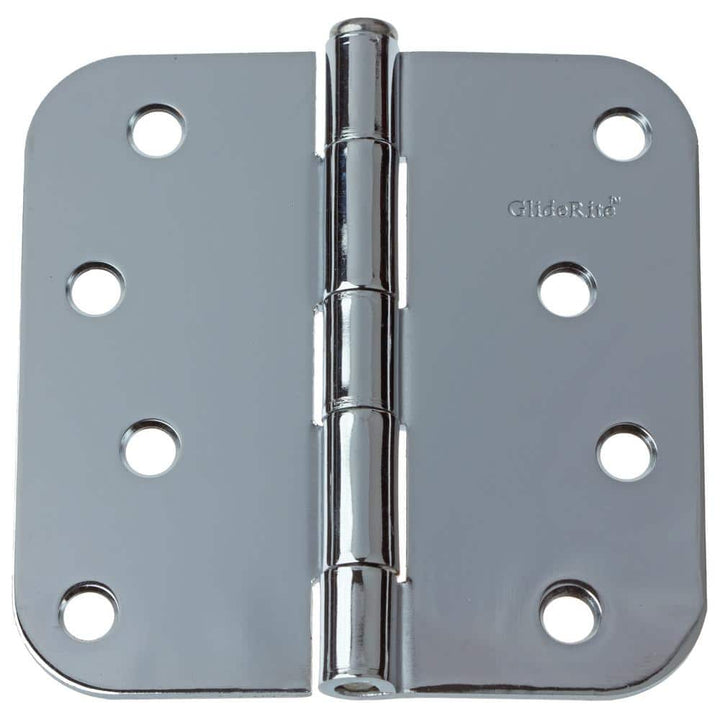 GlideRite 4 in. Polished Chrome Steel Door Hinge, 5/8 in. Corner Radius with Screws (12-Pack)
