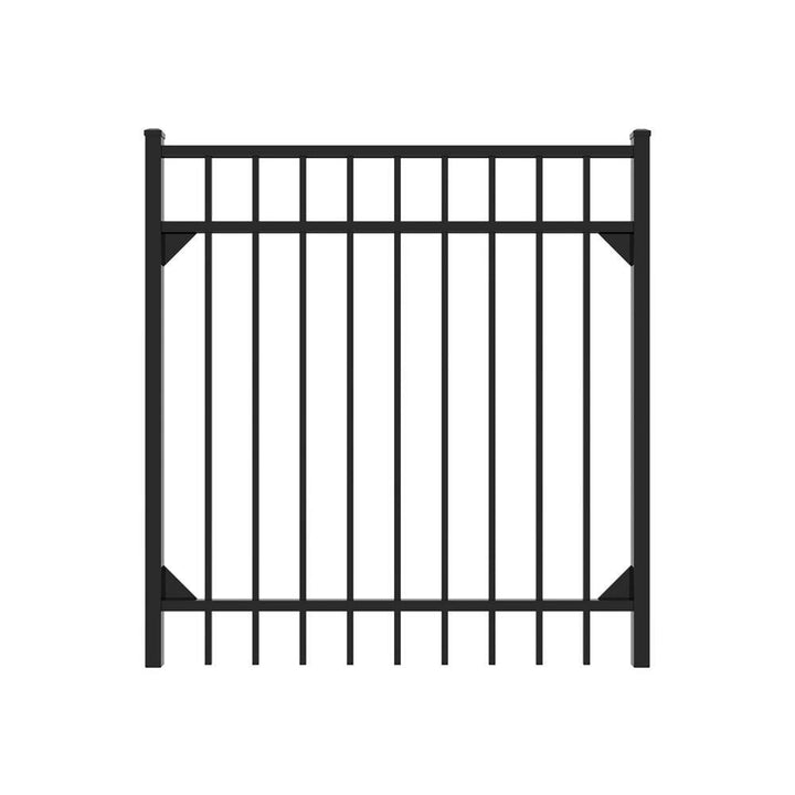 FORTRESS Athens 4 ft. W x 4 ft. H Gloss Black Aluminum Metal Flat Top Design Fence Walk Gate