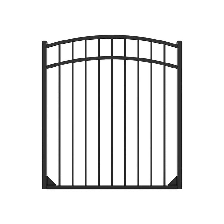 FORTRESS Athens 4 ft. H x 4 ft. W Gloss Black Aluminum Fence Arched Walk Gate
