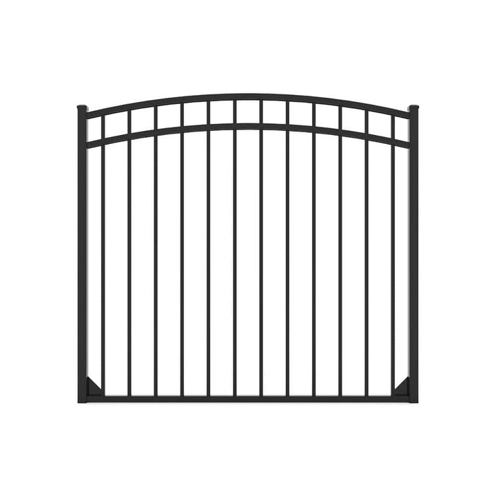 FORTRESS Athens 4 ft. H x 5 ft. W Gloss Black Aluminum Fence Arched Walk Gate