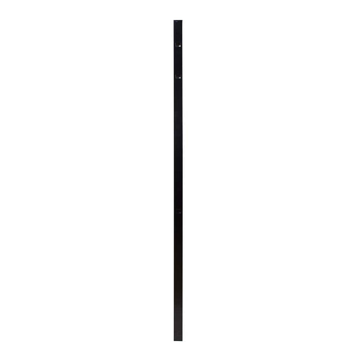 FORTRESS Athens 2 in. x 2 in. x 6 ft. Gloss Black Aluminum Flat Top and Bottom Design Fence Gate Post