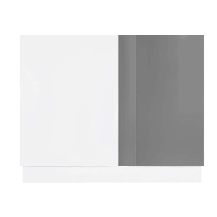 LIFEART CABINETRY Valencia Assembled 39 in. W x 24 in. D x 34.5 in. H Gloss Gray Plywood Assembled Blind Corner Base Kitchen Cabinet