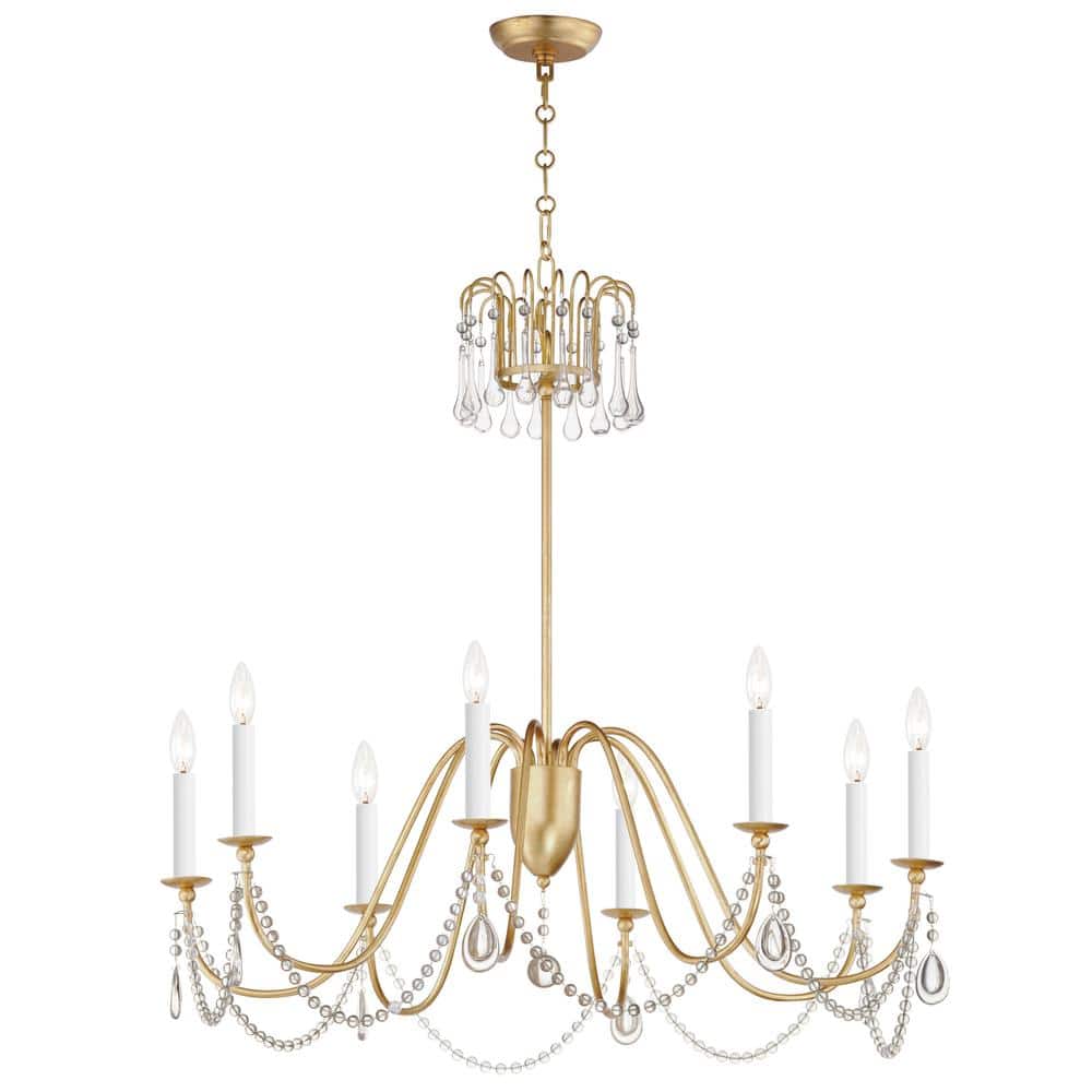 Maxim Lighting Plumette 8-Light Gold Chandelier with Crystal
