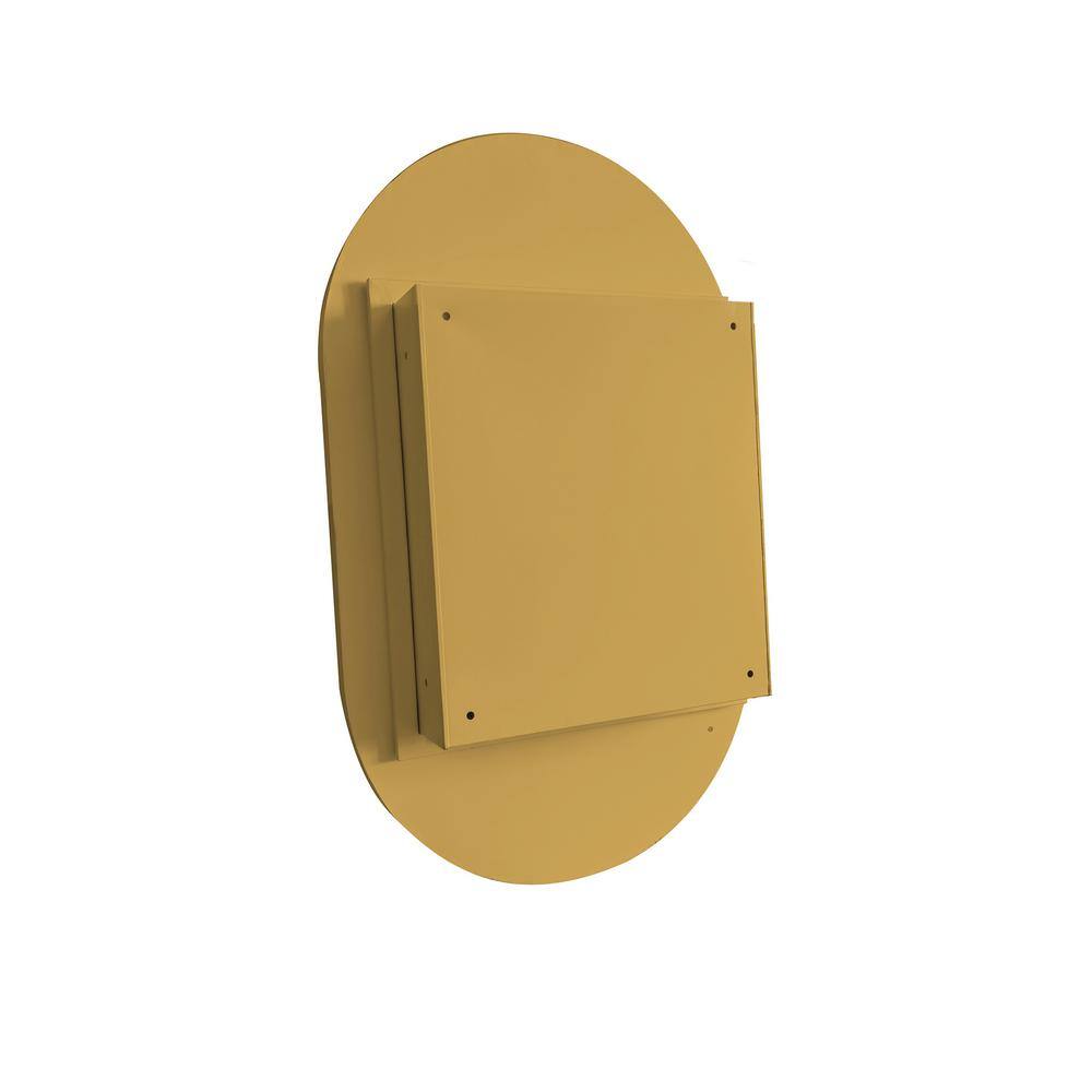 Tenleaf 20.47 in. W x 33.46 in. H Oval Metal Medicine Cabinet with Mirror, Wall Cabinet with Adjustable Shelves, Gold