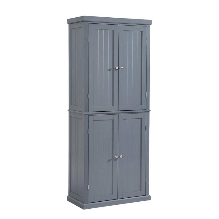 Adrinfly 30 in. W x 14 in. D x 72.4 in. H in Gray MDF Ready to Assemble Kitchen Cabinet Pantry with 4-Doors & Adjustable Shelves