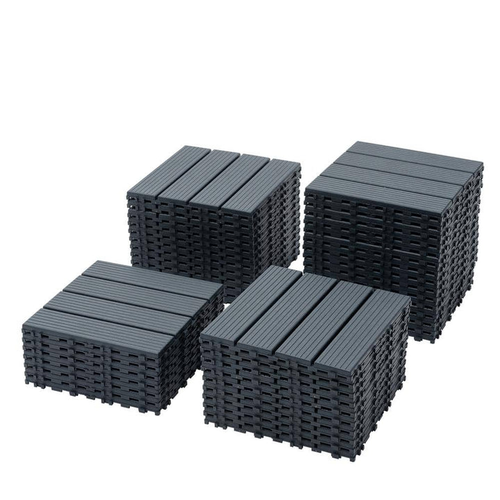 Amucolo 12 in. x 12 in. Waterproof Plastic Interlocking Deck Tiles in Gray for Poolside Balcony Backyard (Set of 44 Tiles)