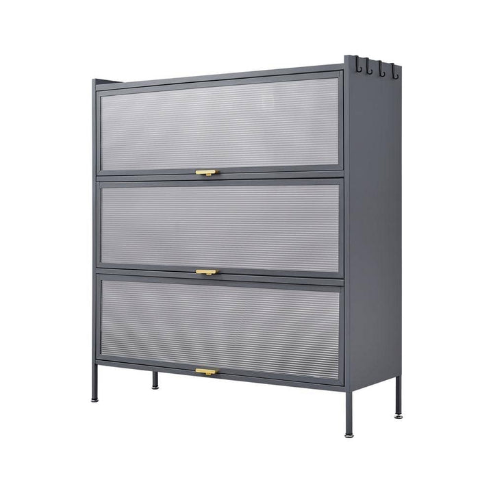 Aoibox 39-in W x 13-in D x 43-in H Ready to Assemble 3-Tier Metal Floor Pantry and Kitchenware Cabinet in Gray